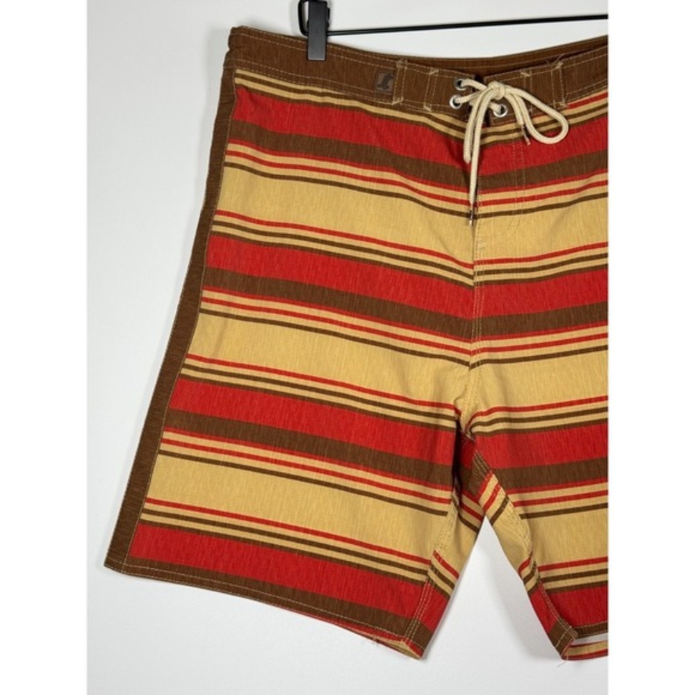 Santa Cruz Board Shorts Mens 36 Brown Red Tan Stripe Surf Swim Trunks Skate‎ - Picture 2 of 16